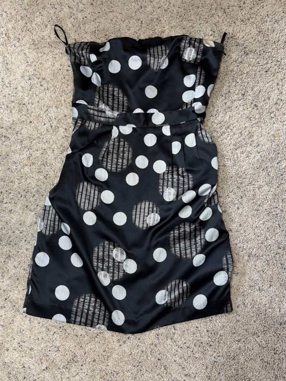 Marimekko y2k Black and White Strapless Polka Dot Dress